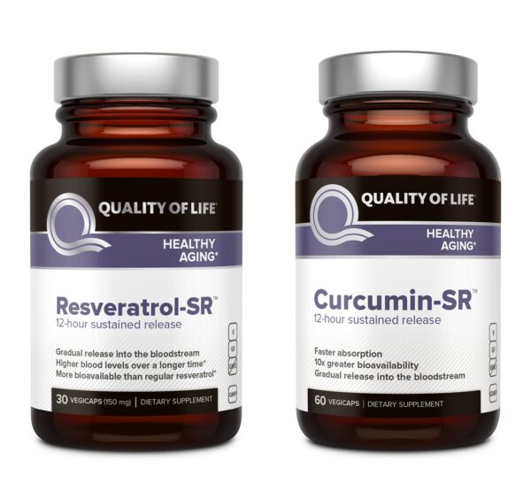 Frente del envase Quality of Life Curcumina SR y Resveratrol