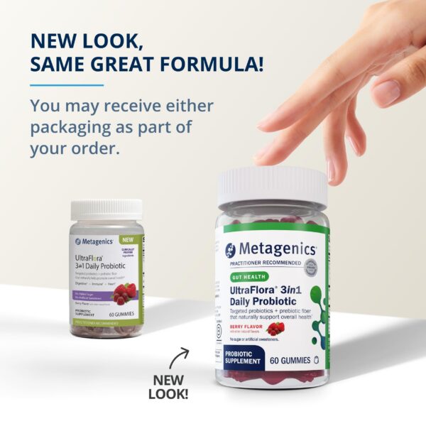 Version 1.0.0 Frontal frasco Metagenics UltraFlora probiótico 60 gomitas