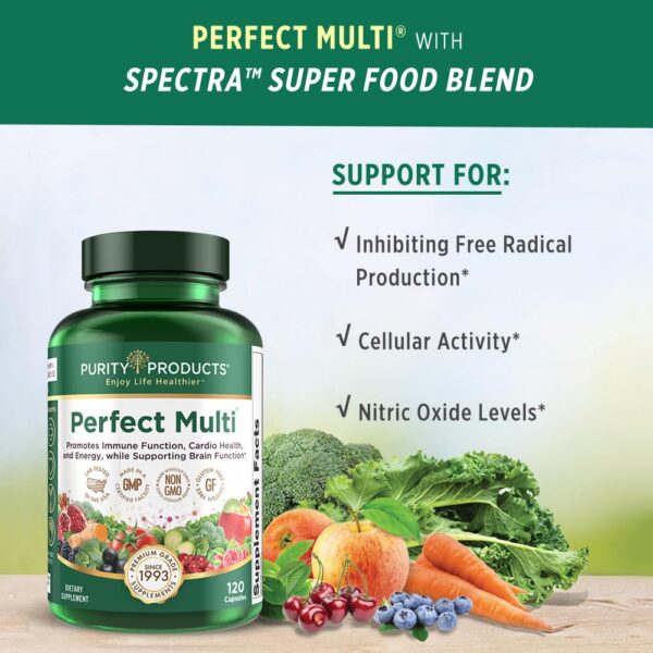 Vista lateral del frasco Perfect Multi multivitaminico