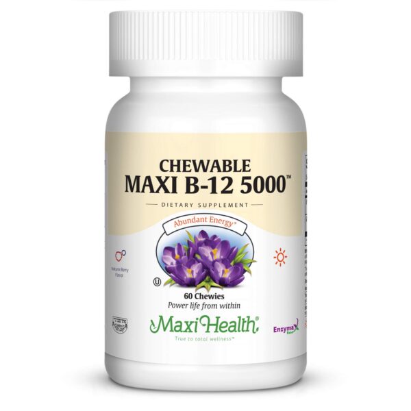 Frontal Maxi Health Vitamina B-12 masticable sabor baya