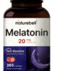 Frontal paquete Melatonina NatureBell 20mg 365 tabletas fuerza máxima