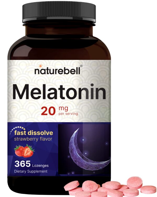 Frontal paquete Melatonina NatureBell 20mg 365 tabletas fuerza máxima