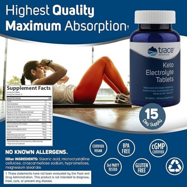 Frontal paquete Trace Minerals tabletas keto electrolitos