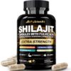 Frasco de Shilajit Fubienfit cápsulas con etiqueta dorada