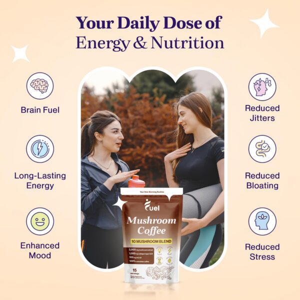 Fuel café bajo en cafeína con L-teanina y musgo marino para energía equilibrada