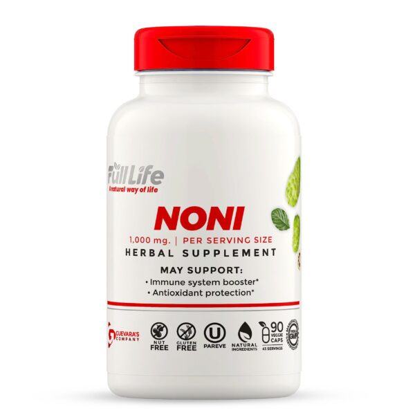 Frasco de cápsulas Full Life Noni extracto orgánico de fruta