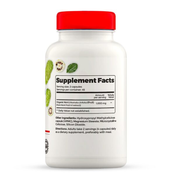 Caja de suplemento herbal Full Life Noni con 90 cápsulas vegetales