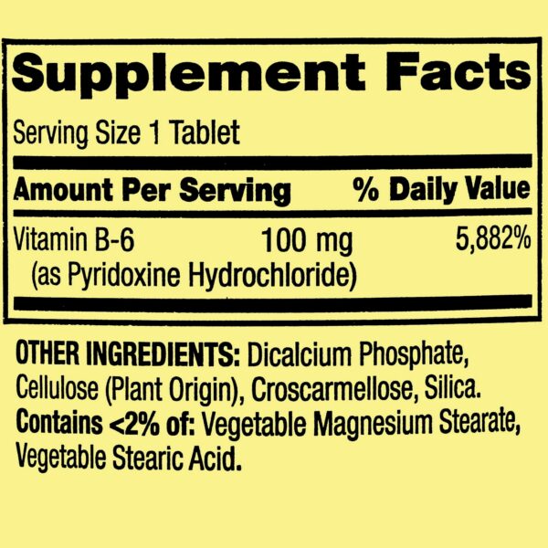 Etiqueta y frasco de tabletas B6 100 mg