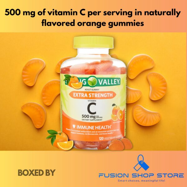 Gomitas Vitamina C sabor naranja etiqueta lateral