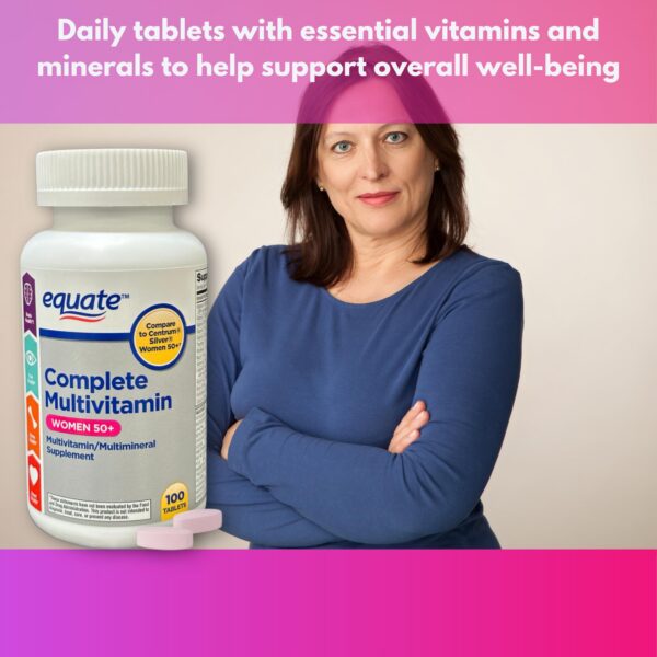 Frasco de suplemento multivitamínico 50+ etiqueta frontal