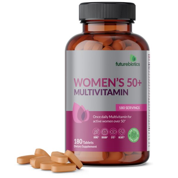 Futurebiotics multivitamínico para mujeres 50+ 180 tabletas envase frontal