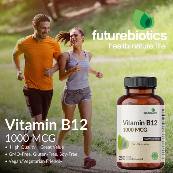 Envase Futurebiotics Vitamina B12 con tabletas