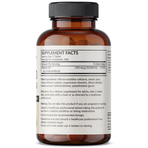 Frasco y caja de Vitamina D3 Futurebiotics lateral