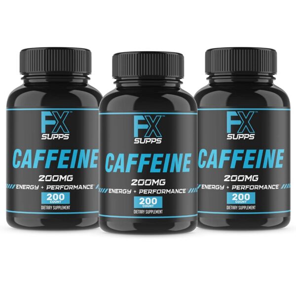 FXSUPPS cápsulas cafeína 200mg para energía natural rápida sin nervios