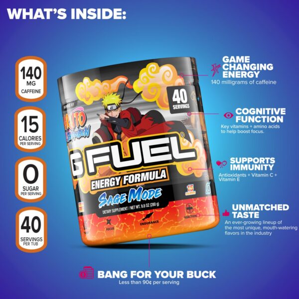 G Fuel suplemento energético sin azúcar ni azúcares