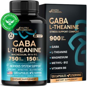 GABA L-Teanina NUTRAHARMONY 900mg frasco de suplemento