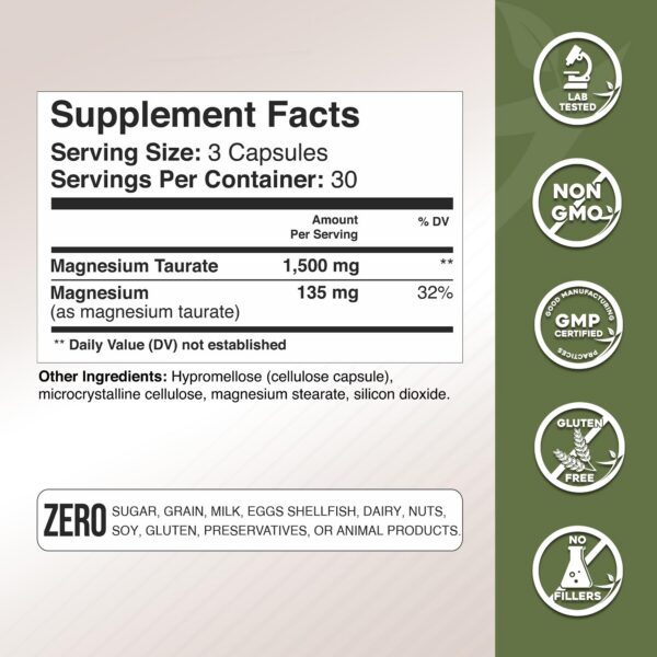 Cápsulas de magnesio taurate en frasco