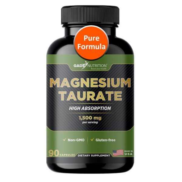Frente de la etiqueta de Gade Nutrition Magnesium Taurate
