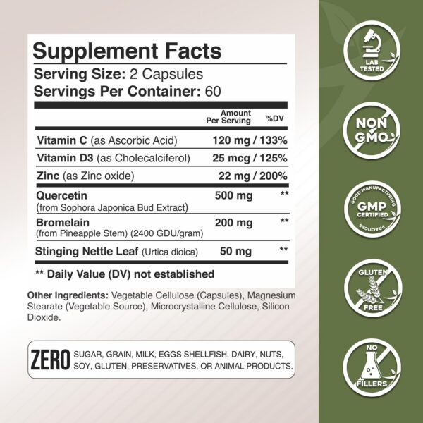 Etiqueta GADE NUTRITION quercetina con bromelina