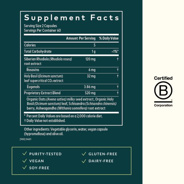 Frasco lateral Gaia Herbs Adrenal Health Daily Support