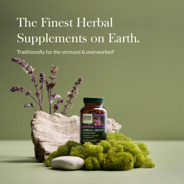 Etiqueta frontal Gaia Herbs Adrenal Health Daily Support
