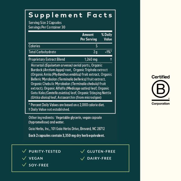 Lista de ingredientes Gaia Herbs Hair, Skin & Nail