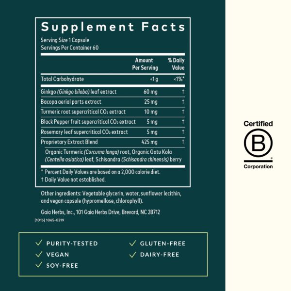 Version 1.0.0 Caja Gaia Herbs Agile Mind con 60 cápsulas veganas