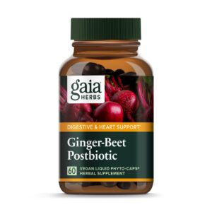 Botella Gaia Herbs Ginger-Beet Postbiótico para salud intestinal