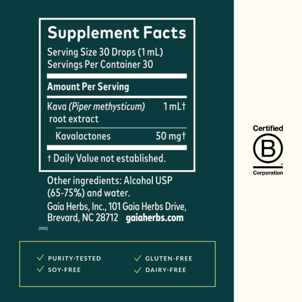 Version 1.0.0 Gaia Herbs Kava Root extracto para relajación y bienestar