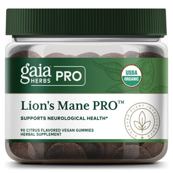 Version 1.0.0 Gaia Herbs PRO Lion's Mane gomitas frente