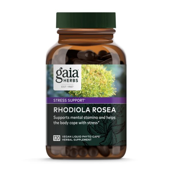 Gaia Herbs Rhodiola Rosea suplemento natural para estrés 120 cápsulas