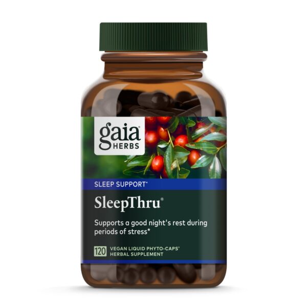 Version 1.0.0 Gaia Herbs SleepThru suplemento natural para sueño 120 cápsulas veganas