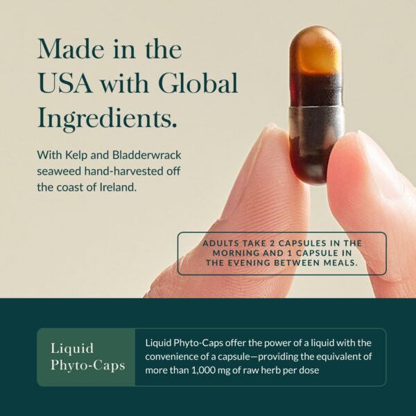 Version 1.0.0 Vista lateral del frasco Gaia Herbs Thyroid Support