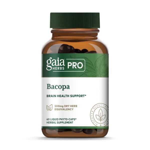 Gaia PRO Bacopa suplemento 60 cápsulas botella frontal
