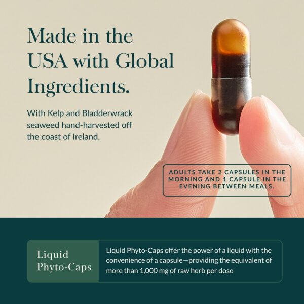 Frente de la etiqueta Gaia Herbs Thyroid Support