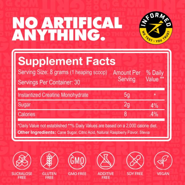 Etiqueta de Gains In Bulk Creatine