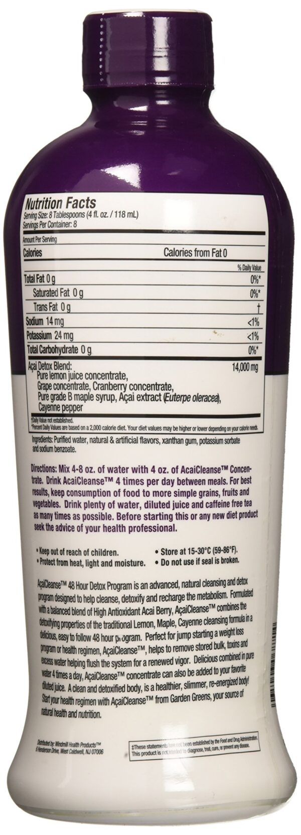 Garden Greens Acai Cleanse empaque frontal para limpieza detox