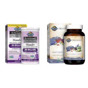 Version 1.0.0 Mood+ Probiotics y Organics multivitamin, etiqueta frontal