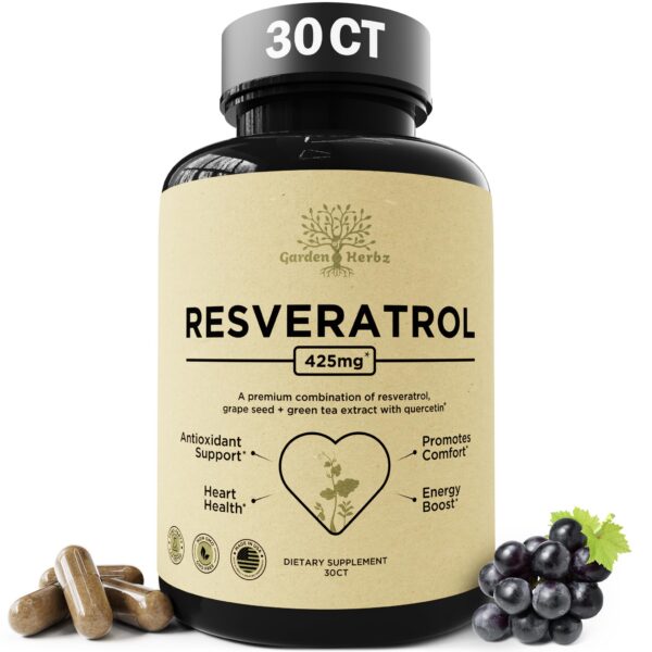 Frasco Garden of Herbz Quercetina Resveratrol de 425 mg