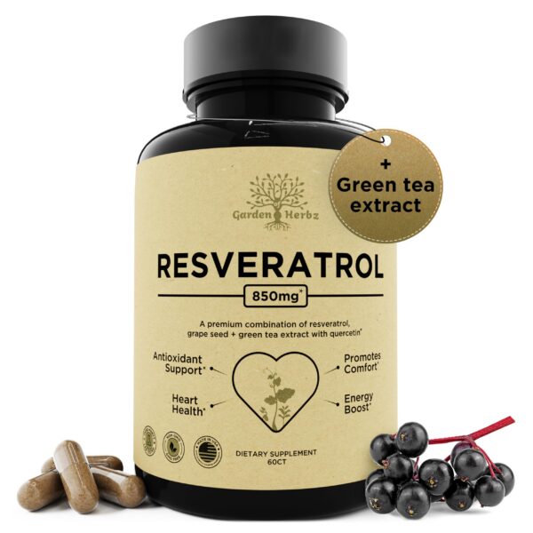 Frente de la caja Garden of Herbz Resveratrol 850 mg