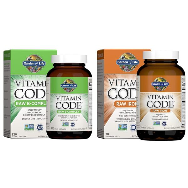 Version 1.0.0 Caja y frascos de Garden of Life B Complex 120 cápsulas veganas