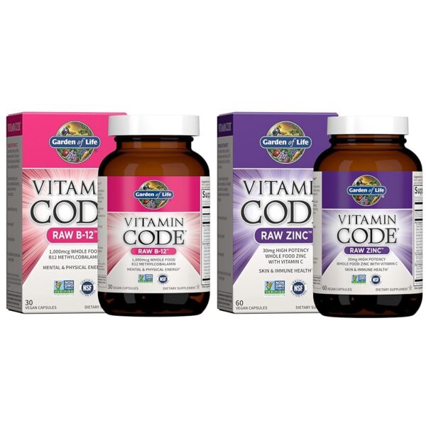 Frasco frontal Garden of Life B12 y Zinc