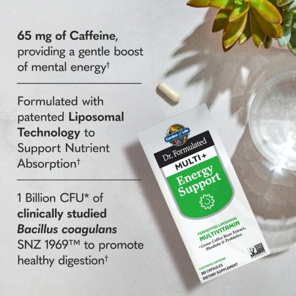 Garden of Life multi+ con cafeína y rhodiola para energía