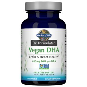Botella frontal de Garden of Life Omega 3 Vegano DHA