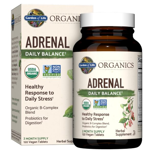 Frasco frontal Garden of Life Organics Adrenal Daily Balance