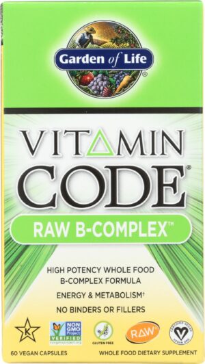 Garden of Life Raw B Complex 60 cápsulas veganas para energía y metabolismo