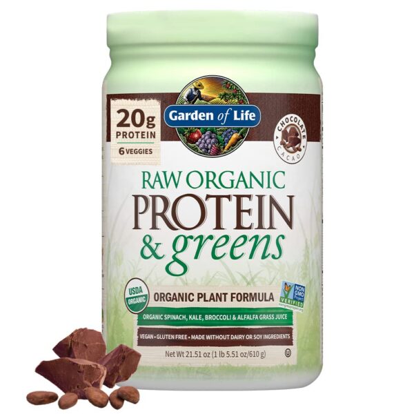 Etiqueta Garden of Life Proteína Greens Chocolate