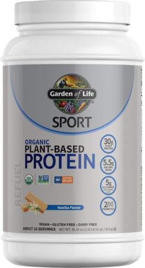 Etiqueta de Garden of Life Sport Protein Powder sabor vainilla