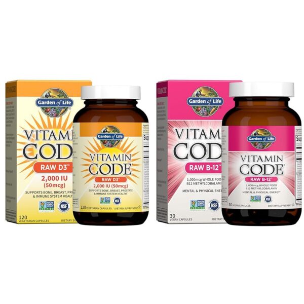 Garden of Life frasco Vitamin Code Raw D3 y B12