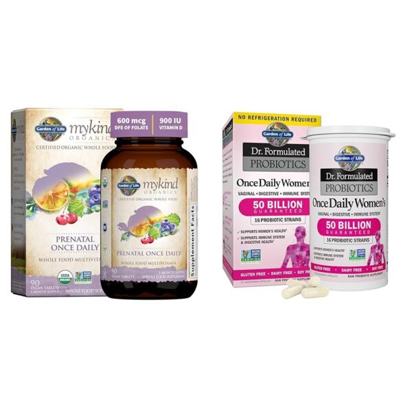 Vitamina prenatal Garden of Life para mujer 30 cápsulas frasco